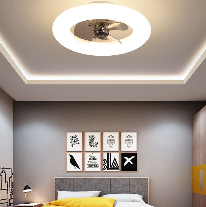 Modern Creative Circle LED Semi-Flush Mount Ceiling Fan Light