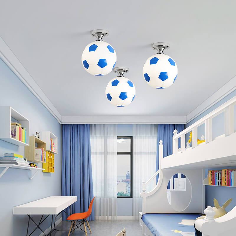 Creative Basketball Soccer Glass 1-Light Semi-Flush Mount Ceiling Light