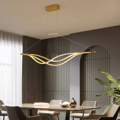 Nordic Long Curved Line LED Art Chandelier