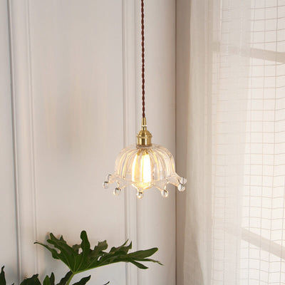 Nordic Simple Crown Glass Brass 1-Light Pendant Ceiling Light