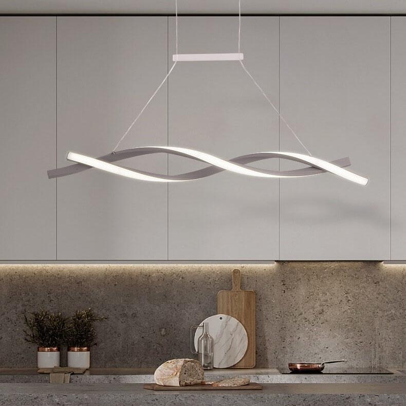 Modern Minimalist Line Wave LED Art Chandelier