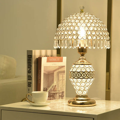 Lámpara de Mesa de 1 Luz con Pantalla en Forma de Cúpula de Cristal de Lujo Moderno 
