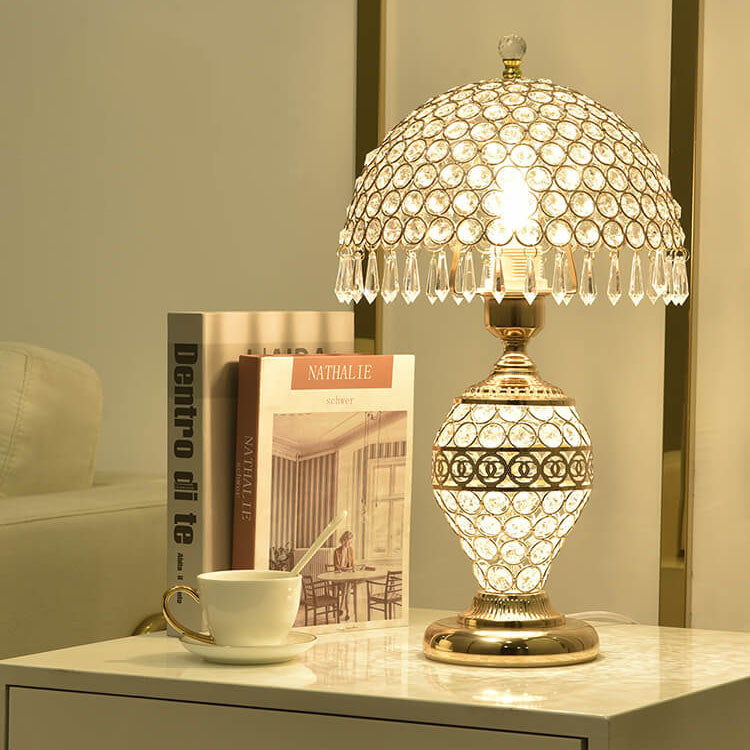 Lámpara de Mesa de 1 Luz con Pantalla en Forma de Cúpula de Cristal de Lujo Moderno 