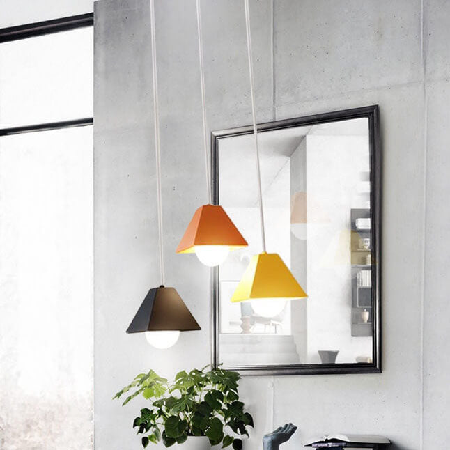 Einfachheit Macaron-Stil Trapez Metall 1-Licht Mini Pendelleuchte 