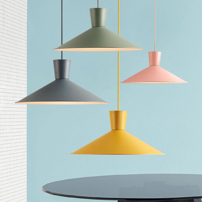 Lámpara colgante moderna simple de macaron con 1 luz y borde festoneado 