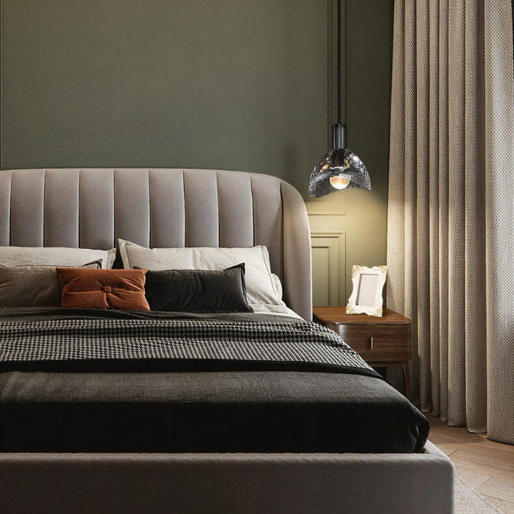 Lampe suspendue LED en cuivre et cristal à dôme créatif et moderne 