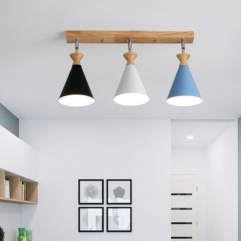 Macaron Cone Shade 3-Light Semi-Flush Mount Ceiling Light