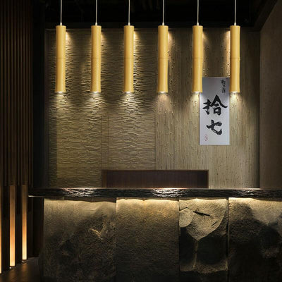 Bamboo Long Tube 1-Light LED Zen Pendant Light