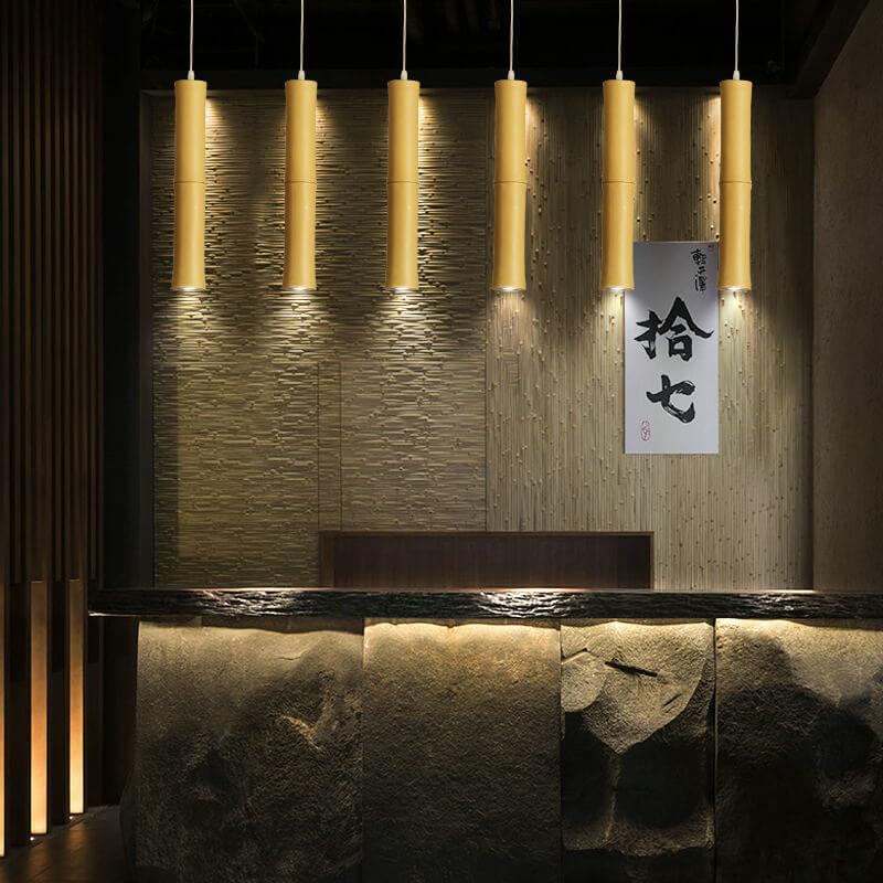 Bamboo Long Tube 1-Light LED Zen Pendant Light