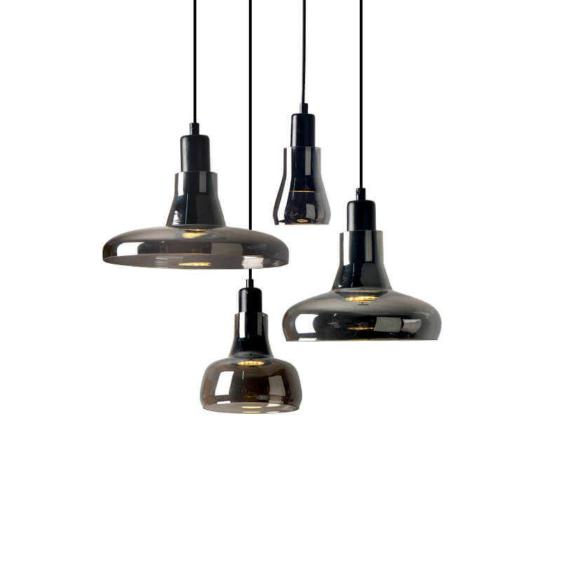 Creative Smoke Grey Glass Geometric Dome 1-Light Pendelleuchte 