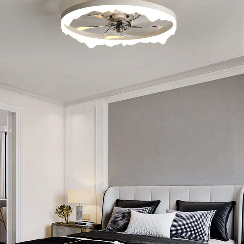 Minimalist Round Acrylic Border LED Semi-Flush Mount Ceiling Fan Light