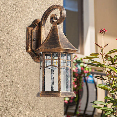 Vintage Lantern Glass Outdoor Waterproof Wall Sconce Lamp