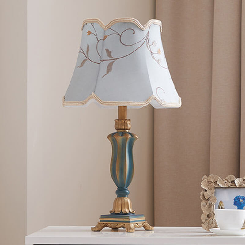 Round Fabric Resin Base Classical 1-Light Table Lamp