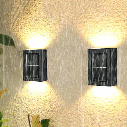 Applique murale de jardin étanche à LED avec éclairage solaire vers le haut et vers le bas 