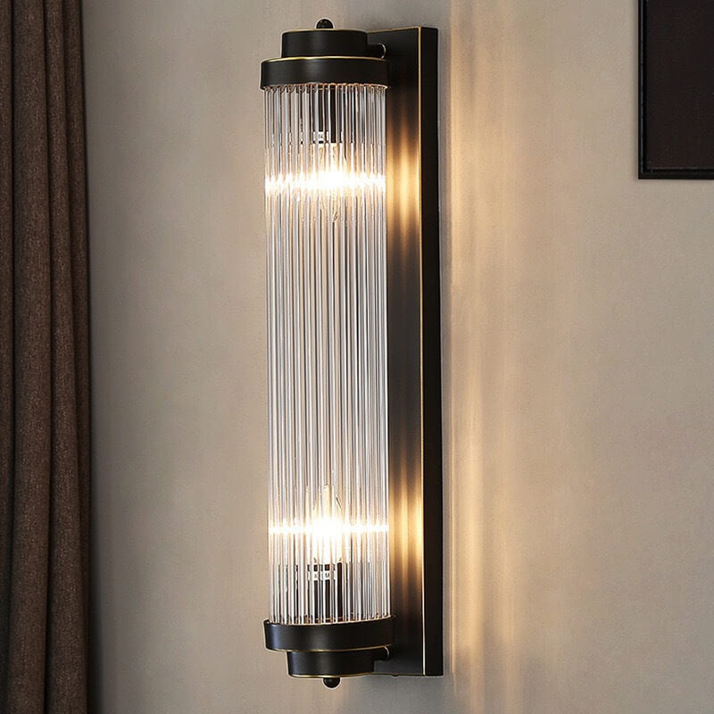Lámpara Aplique de Pared de Lujo Moderno Cilindro de Cristal Rotación de 2 Luces 