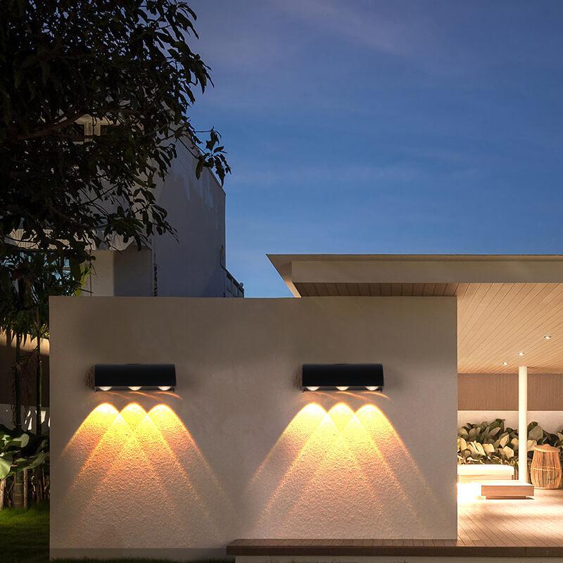 Applique murale extérieure étanche à 3 lumières LED cylindrique moderne en aluminium 