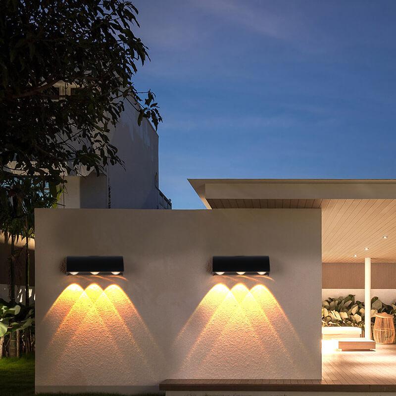 Modern Cylindrical Aluminum 3-Light LED Outdoor Waterproof Wall Light