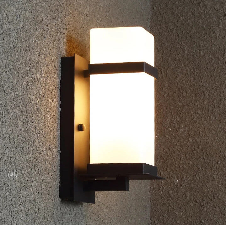 Modern Chinese Square Outdoor Waterproof 1-Light Wall Sconce Lamp