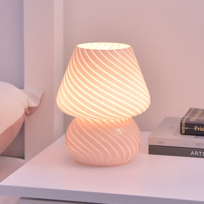 Lampe de Table de Nuit à LED 1 Lumière Champignon en Verre Créatif Rétro 