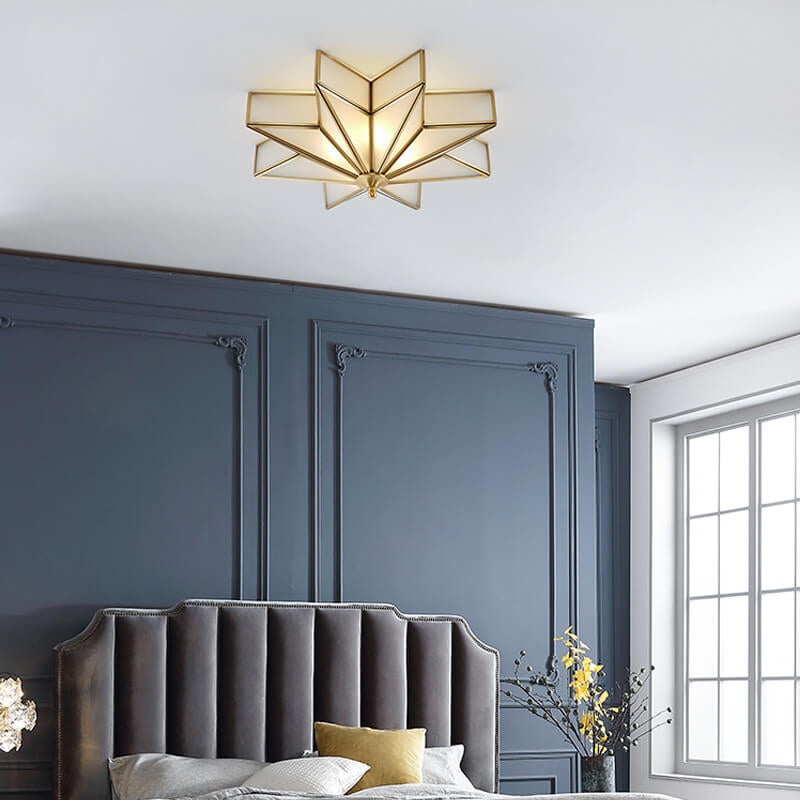 Modern Luxury Brass Pentagram 4-Light Flush Mount Ceiling Light