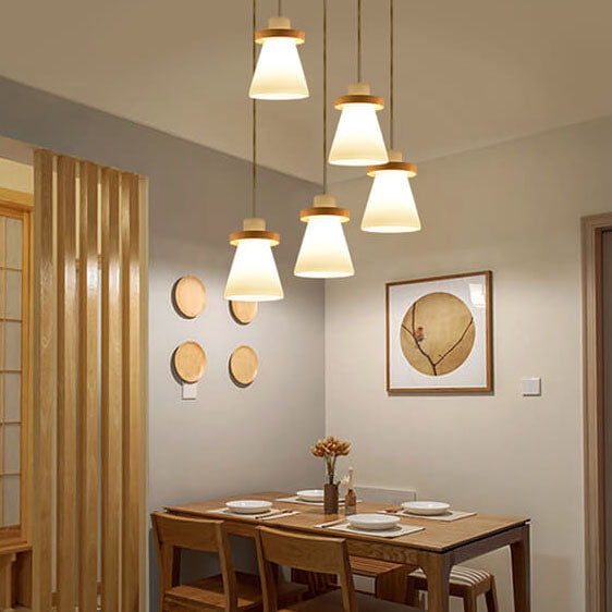 Lámpara colgante LED de 1 luz con forma de campana de vidrio nórdico 