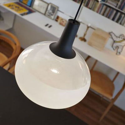 Modern Minimalist Glass Oval Globe 1-Light LED Pendant Light