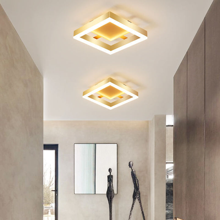 Plafonnier LED moderne carré et rond semi-encastré 