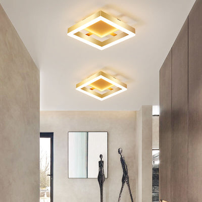 Modern Creative Square Round LED Semi-Flush Mount Ceiling Light