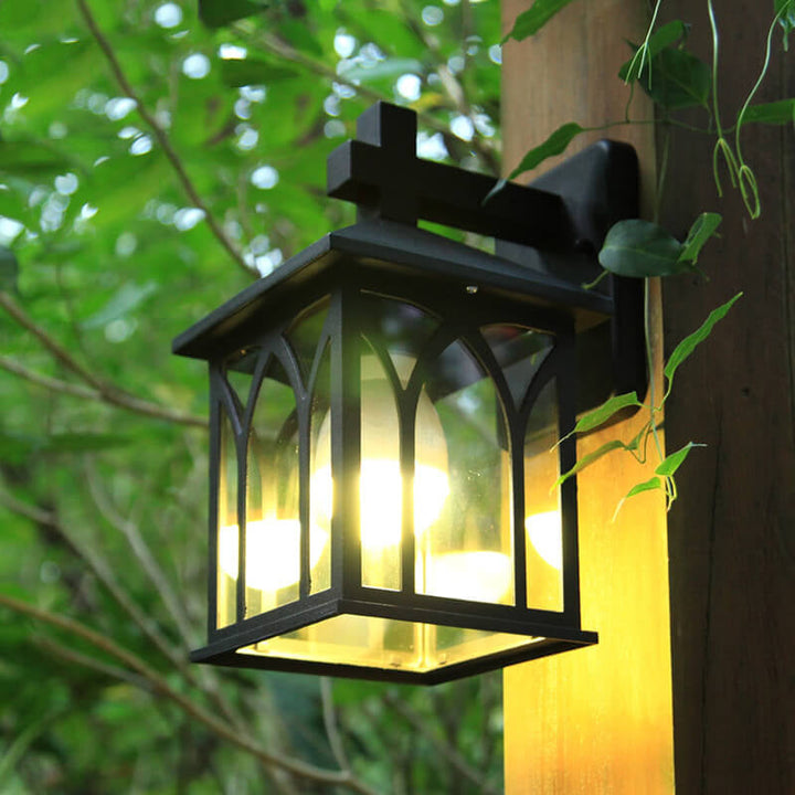 Lámpara Aplique de Pared Cuadrada Retro Europea para Exteriores a Prueba de Agua con 1 Luz 