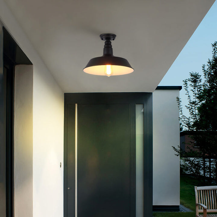 Industrial Retro Iron Barn 1-Light Semi-Flush Mount Ceiling Light