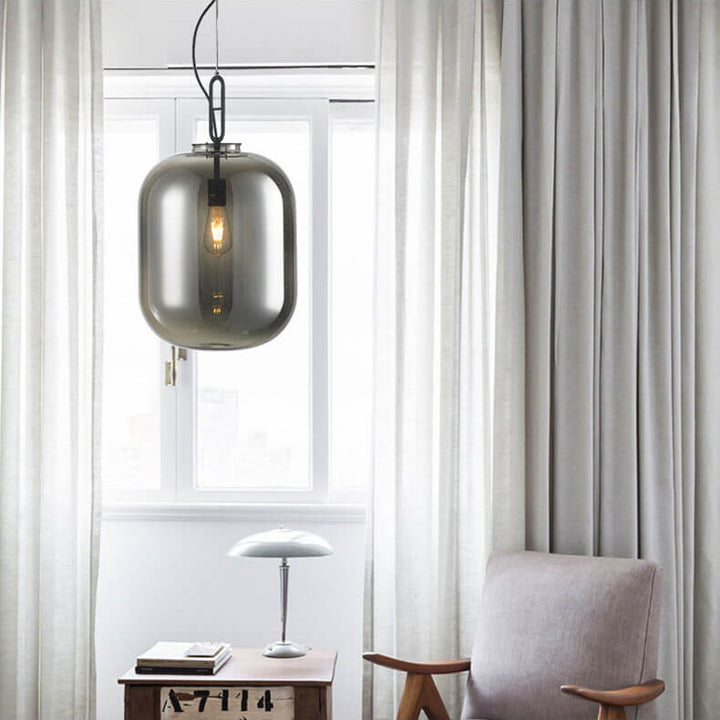 Lustre Suspendu 1 Lumière en Verre de Melon d'Hiver Moderne 