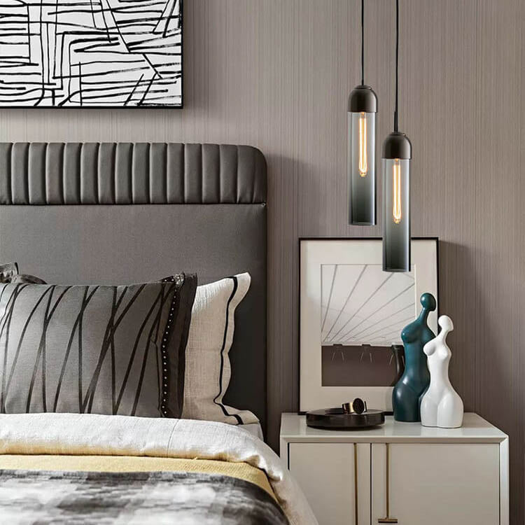 Minimalist Tube-Shaped Glass 1-Light LED Pendant Light