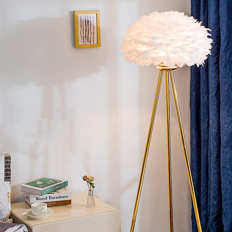 Lampe de sol moderne à globe à 1 lumière Feather 