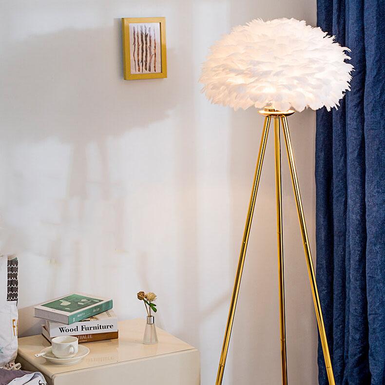 Modern Feather 1-Light Globe Standing Floor Lamp