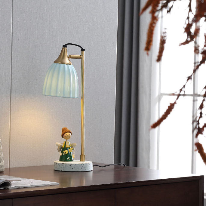 Nordic Ceramic Bell Shade 1-Light Table Lamp