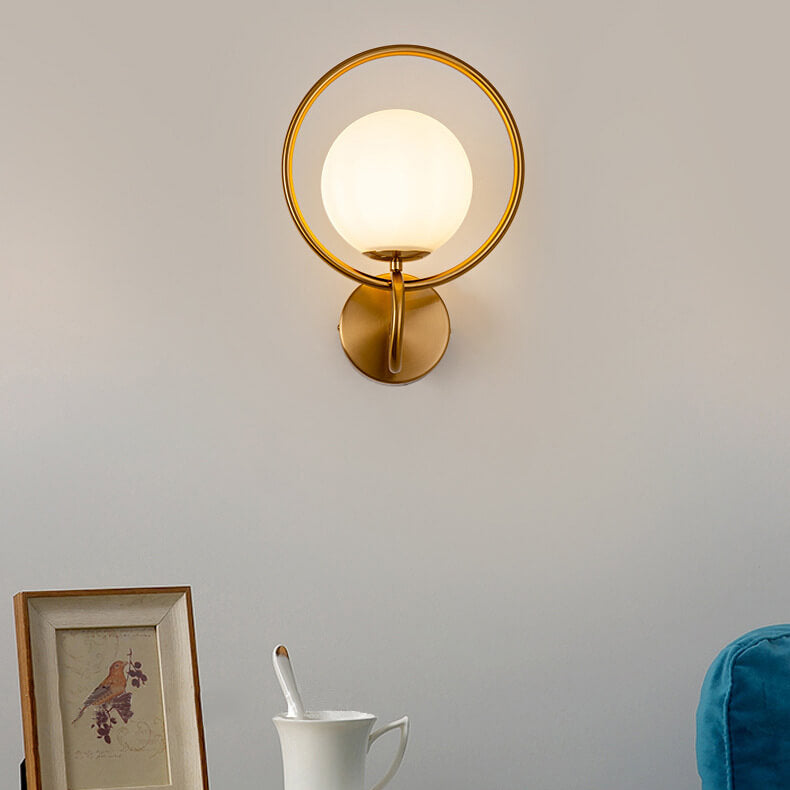 Lampe murale à une lumière avec abat-jour globe circulaire créatif moderne 