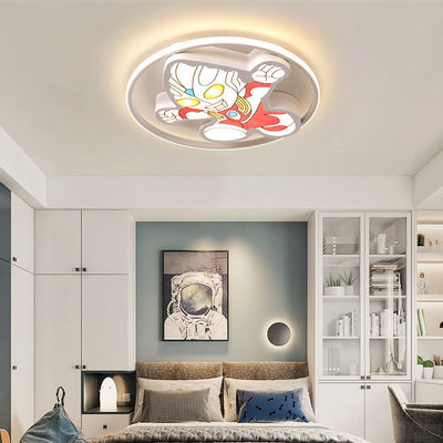 Creative Cartoon Ultraman Round  LED Flush Mount Ceiling Light