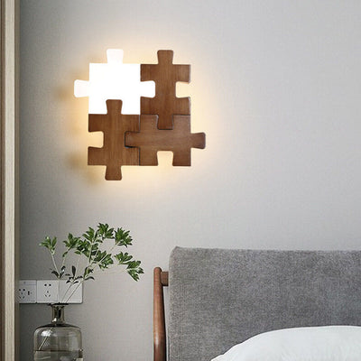 Nordic Wood Puzzles 1-Light LED Wall Sconce Lamp