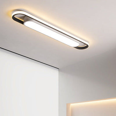 Nordic Minimalist Long Bar Ring LED Flush Mount Ceiling Light