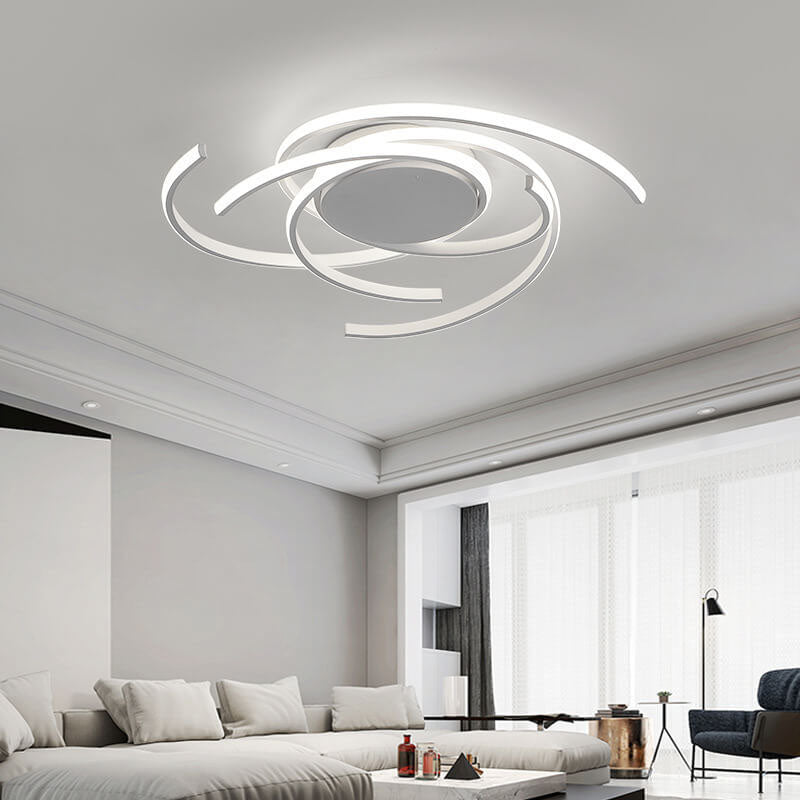 Minimalist Creative Circle Strip Aluminum Semi-Flush Mount Ceiling Light