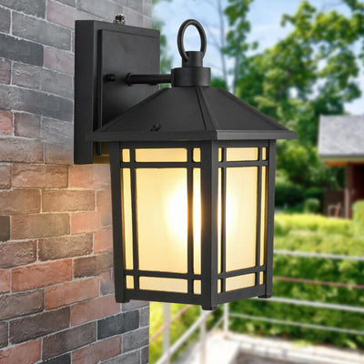 Simple Square Lantern Outdoor Waterproof 1-Light Wall Sconce Lamp
