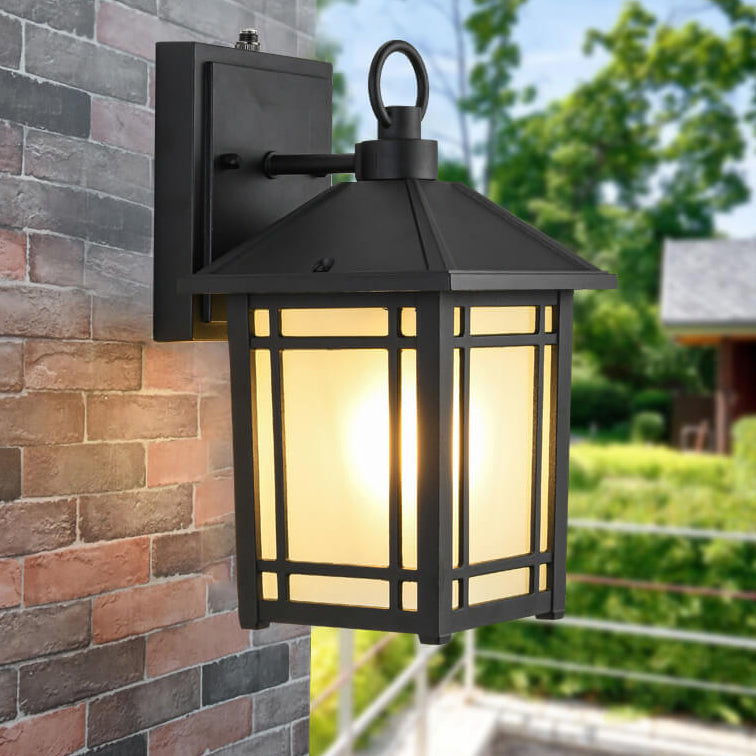 Simple Square Lantern Outdoor Waterproof 1-Light Wall Sconce Lamp