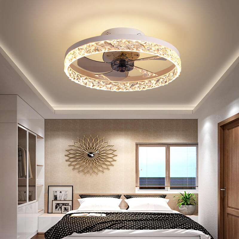 Modern Circle Ring LED Semi-Flush Mount Ceiling Fan Light