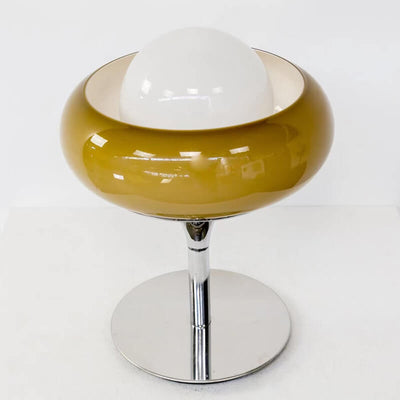 Vintage Glass Egg Tart Iron Base 1-Light Table Lamp