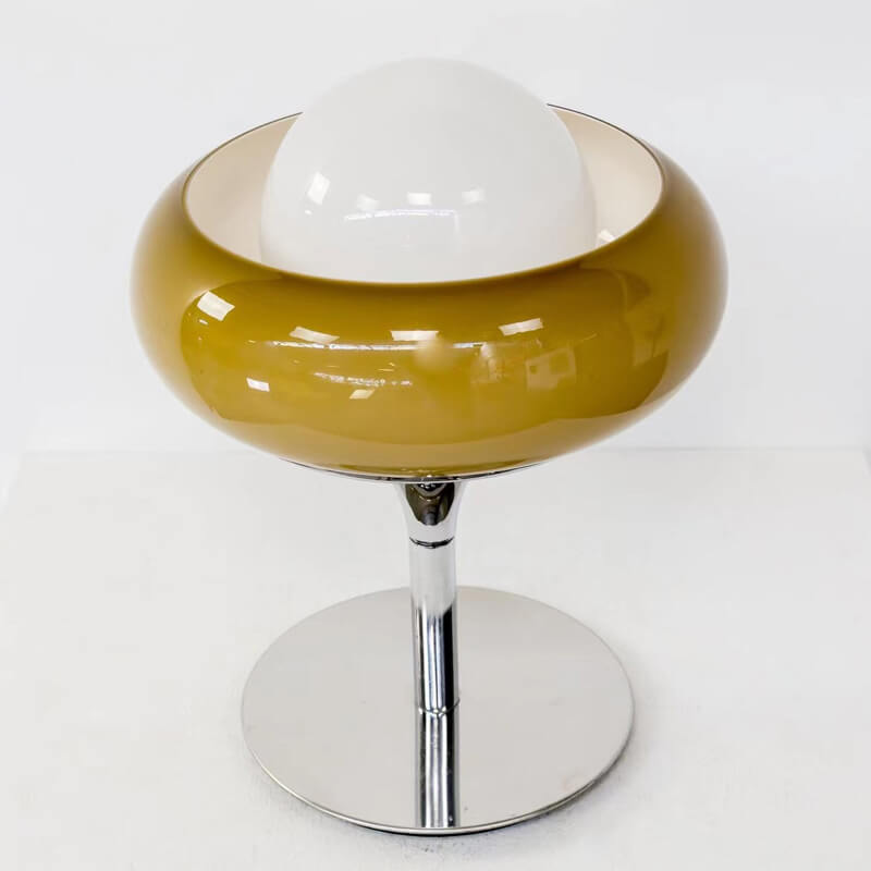 Vintage Glass Egg Tart Iron Base 1-Light Table Lamp