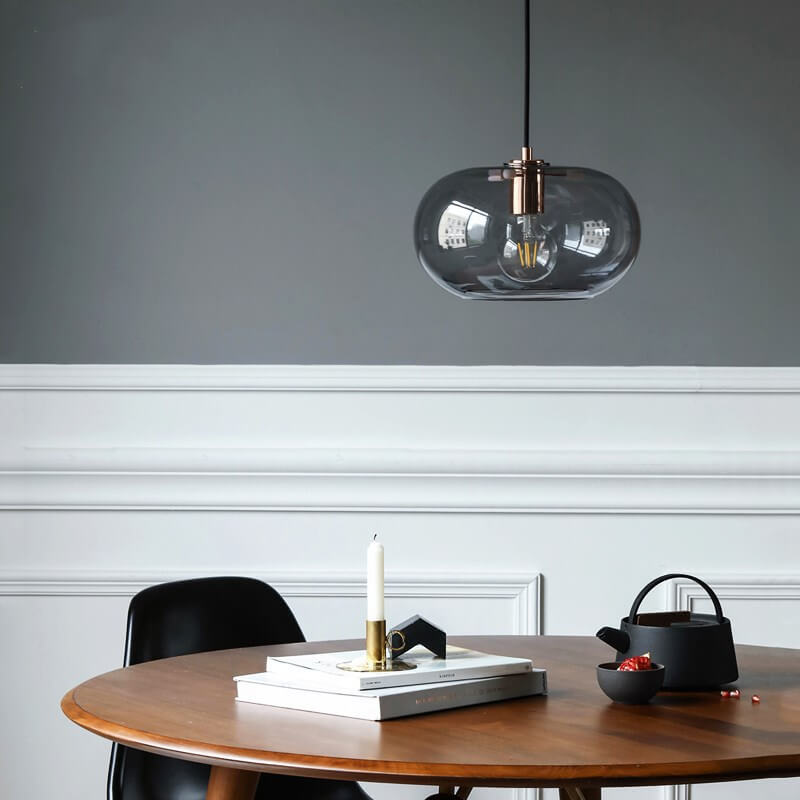 Nordic Color Glass Oval Dome 1-Light Pendant Light