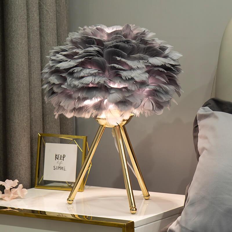 Modern Swan Feather 1-Light Globe Standing Table Lamp