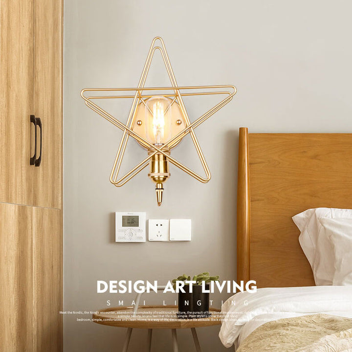 Einfache goldene Pentagramm-Eisen-Wandleuchte mit 1 Licht 