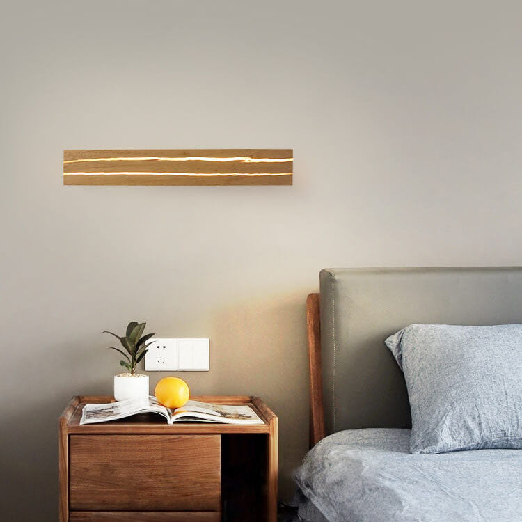 Lámpara Aplique de Pared LED Rectangular de Madera Craquelada Creativa Moderna 
