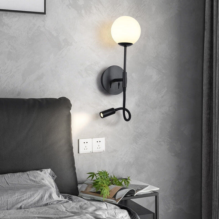 Modern Round Glass Ball Silicone Hose 1-Light Wall Sconce Lamp
